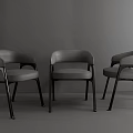 Three Modern Gray Leisure Chairs With Armrests And Black Legs
