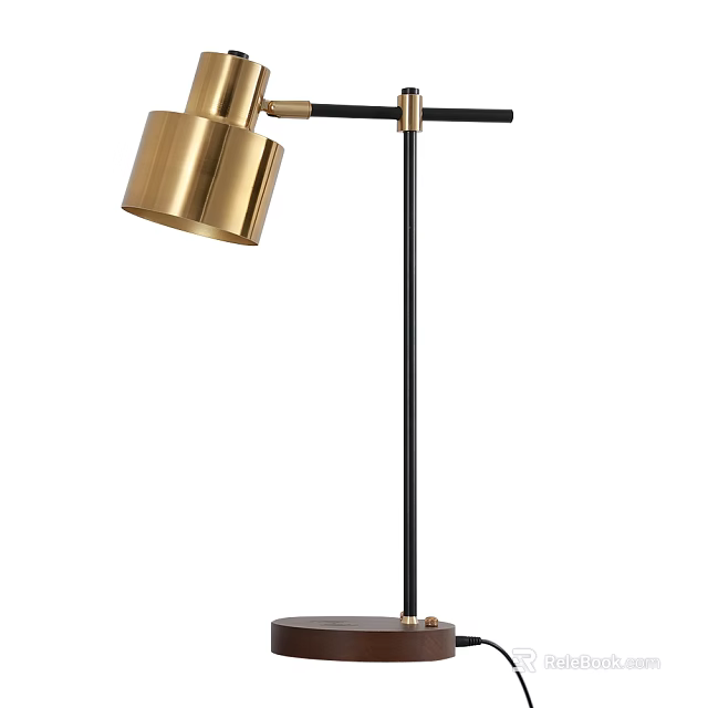 Modern Brass Table Lamp With Adjustable Head And Black Metal Stand Design 3d model