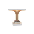 Wooden Column With Curved Slats And Circular Canopy Top With Pink Flowers