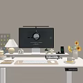 Desk Ornaments Combination Electric Lifting Desk Lamp Desktop Computer 3d model