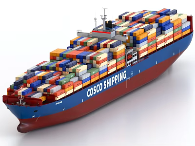 COSCO SHIPPING Large Container Ship Loaded with Colorful Cargo Containers 3d model