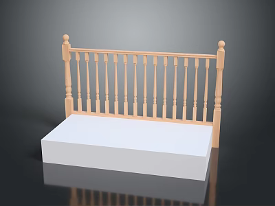 Natural Wood Railing Structure With Rectangular White Base On Gradient Gray Black Background With Reflection 3d model