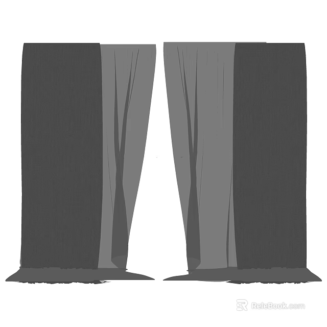 Pair of Modern Gray Curtains with Soft Fabric and Elegant Drape Design 3d model 