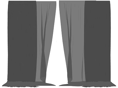 Pair of Modern Gray Curtains with Soft Fabric and Elegant Drape Design 3d model