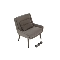 Modern Light Brown Fabric Accent Chair With Brown Leather Cushion And Wooden Legs