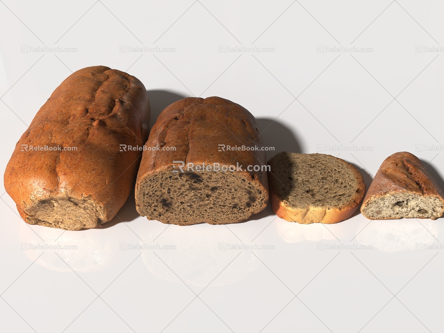 Bread Food Food Doughnut Chocolate Bread Early Breakfast Snack Sweets Cake Pastry Oatmeal Bread Coarse Grain Bread 3d model