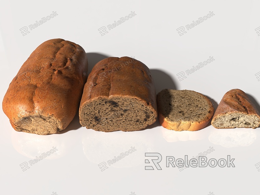 Bread Food Food Doughnut Chocolate Bread Early Breakfast Snack Sweets Cake Pastry Oatmeal Bread Coarse Grain Bread model