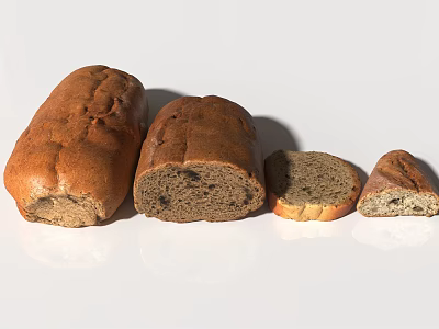 Freshly Baked Bread Loaves And Sliced Pieces 3d model Freshly Baked Bread Loaves And Sliced Pieces 3d model