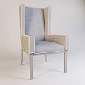 Stylish White Chair With Wooden Legs Armrests Backrest And Stitching Details
