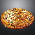 Freshly Baked Pizza With Golden Crust Meat Toppings Fresh Herbs And Melted Cheese