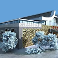 Aerial Planning of Modern Building With Traditional Roof Glass Windows and Landscaped Surroundings