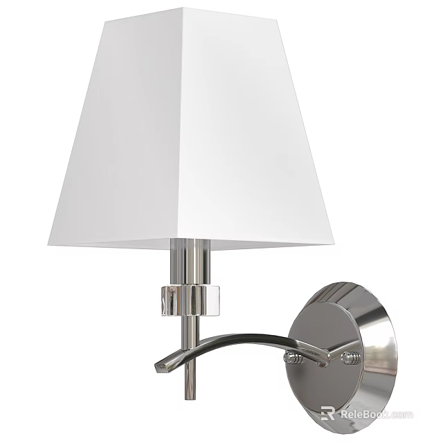 Modern White Shade Chrome Wall Lamp With Adjustable Arm And Sleek Design 3d model