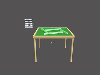Modern Mahjong Entertainment Table With Green Tabletop White Lines And Wooden Legs 3d model