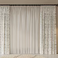 Stylish Window Curtains With Sheer Liner And Patterned Panels For Home Interior 3d model