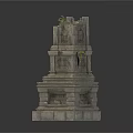 Modern Scene Featuring Multi layered Stone Pagoda With Carved Details And Top Foliage