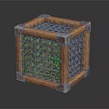Decorative Ornament Set With Wooden Frame Metal Grid Cube Design And Corner Accents