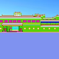 Ancient Chinese Architecture With Traditional Tiled Roof Red Pillars And Green Lawn