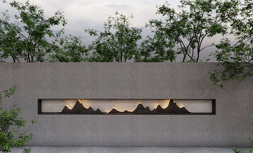 Landscape Wall Background Wall Opposing Landscape Wall New Chinese Style Landscape Wall 3d model