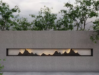 Landscape Wall Background Wall Opposing Landscape Wall New Chinese Style Landscape Wall 3d model