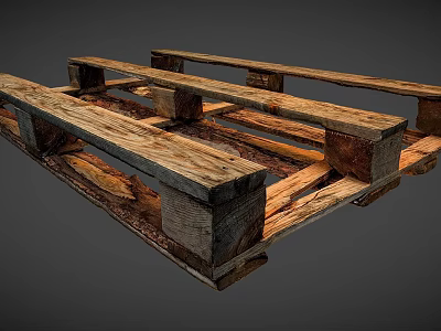 Rustic Vintage Wooden Pallets Structure With Weathered Planks And Blocks 3d model