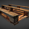 Rustic Vintage Wooden Pallets Structure With Weathered Planks And Blocks 3d model