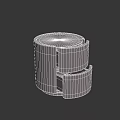 Modern Minimalist Light Gray Cylindrical Bedside Table With Two Drawers Layered Design 3d model