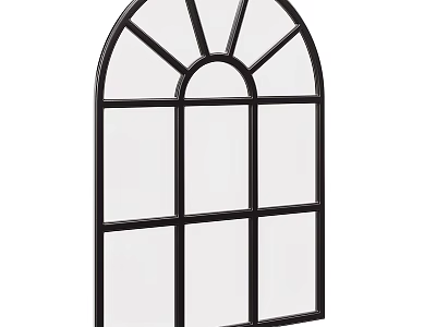 Arched Window Pane Mirror with Black Frame for Modern Home Decor 3d model