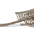 Vintage Old Wooden Cart Featuring Rustic Wheels And Weathered Wooden Planks