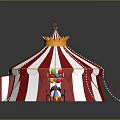 Kids Bed With Red White Striped Tent And Toy Train Balloon Target