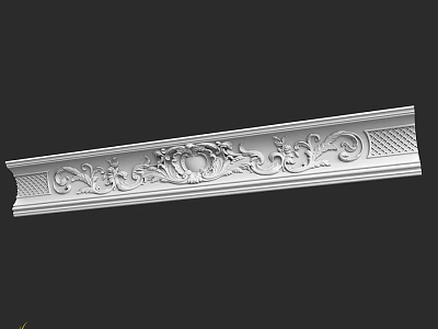 White Decorative Architectural Component With Ornate Carved Floral Scroll Patterns 3d model