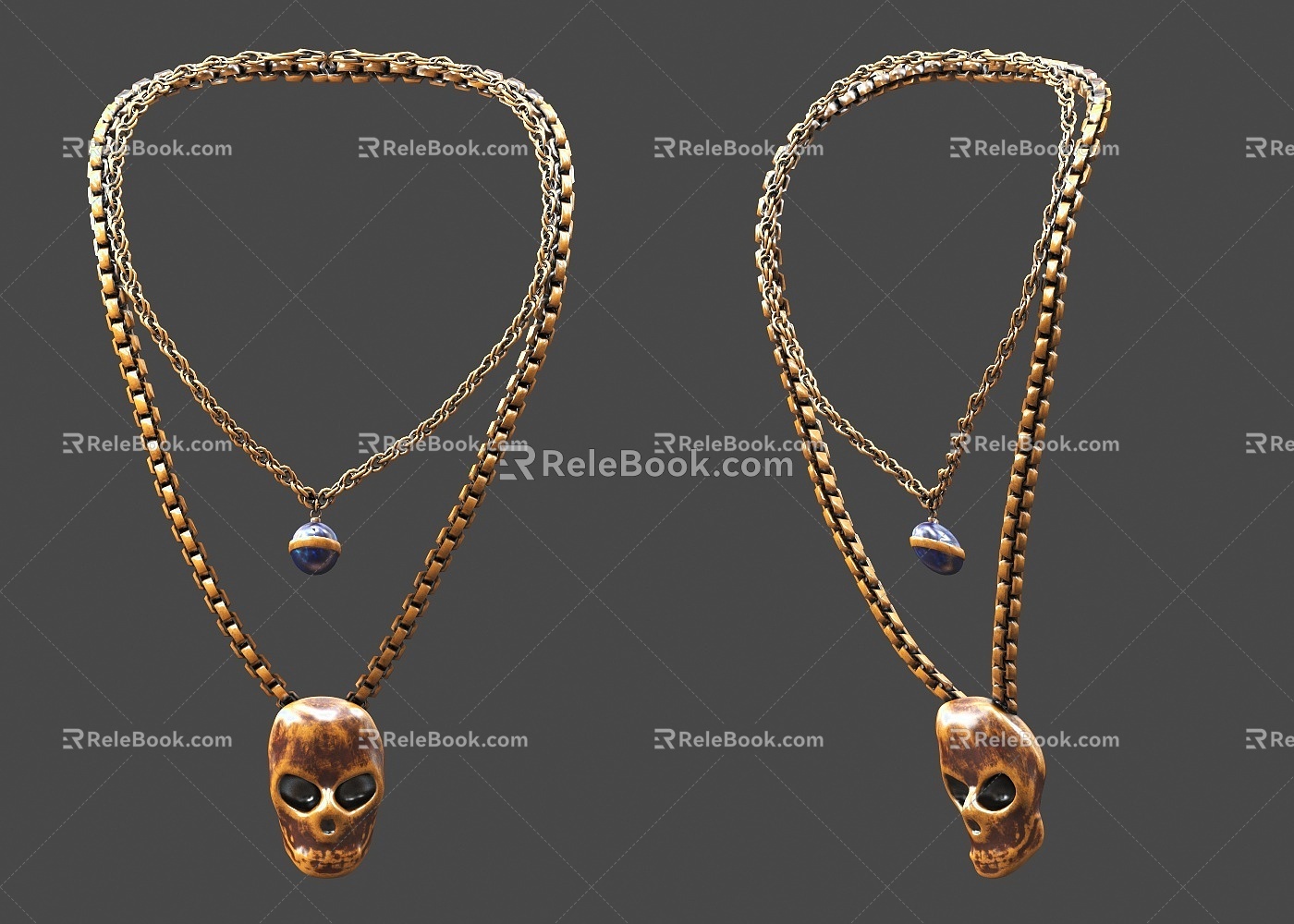 Skull Necklace Personality Necklace Gold Jewelry Skull Jewel Necklace Skull Chain Gold Necklace Skull Necklace Personality Necklace Creative Necklace Gold 3d model