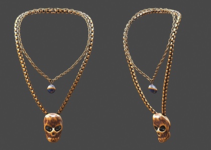 Skull Necklace Personality Necklace Gold Jewelry Skull Jewel Necklace Skull Chain Gold Necklace Skull Necklace Personality Necklace Creative Necklace Gold 3d model