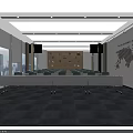 Conference Room With Long Table Chairs Large Screen Small Screens World Map Decor Windows 3d model