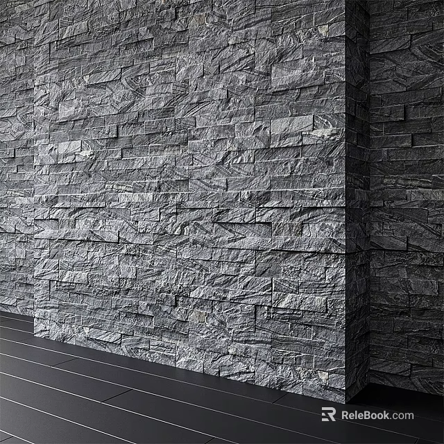 Natural Stone Wall With Textured Surface And Layered Stones For Rustic Interior Decor 3d model