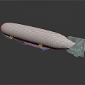 Detailed 3D Airship Model Featuring Wireframe Texture On Dark Reflective Surface