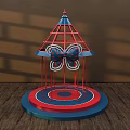 Interactive Zone Carousel Style With Red Blue Metal Frame Spire Top Circular Base Bow Decoration