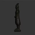 Ancient Terracotta Warrior Sculpture Standing in Traditional Armor with Detailed Carving