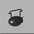 Black Household Kettle With Curved Handle And Spout For Daily Use