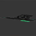Futuristic Black Sci fi Spaceship Model With Green Glowing Accents And Sharp Mechanical Edges
