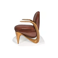 Unique Design Accent Chair With Leather Upholstery And Wooden Curved Legs