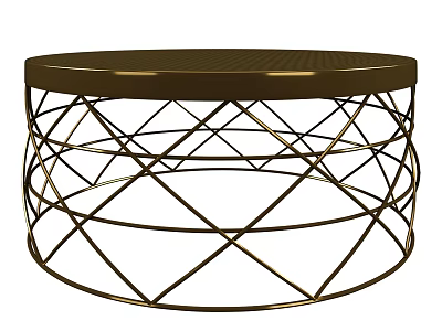 Stylish Round Coffee Table Featuring Modern Geometric Metal Lattice Frame Design 3d model
