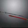 Detailed 3D Weapon Model Featuring Spear With Metal Head And Red Staff Handle