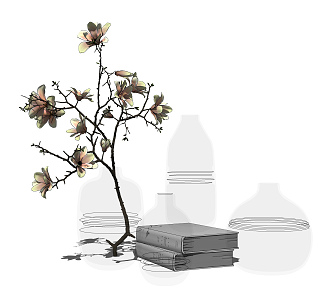 Modern vase floral ornaments combination 3d model