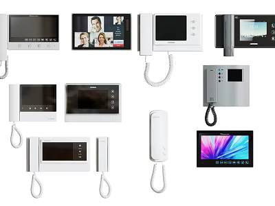 Various Smart Video Doorbell Models With Screen For Home Security Systems 3d model