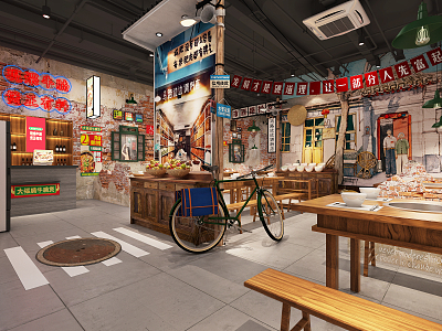 Industrial LOFT Hot Pot Restaurant 3d model