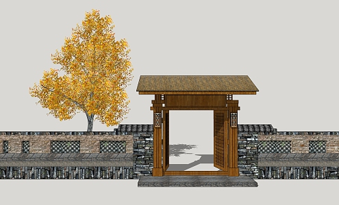 Chinese Gate Homestay Gate 3d model