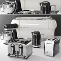 Essential Modern Kitchen Counter With Toaster Coffee Maker Mixer Kettle And Appliances