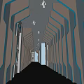 Modern KTV Corridor With Futuristic Design Neon Lighting And Mirrored Floors
