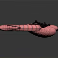 Pink And Black Dragon Shaped Decorative Ornament With Intricate Carved Details
