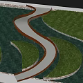 Curved White Bridge In Natural Landscape With Water And Trees